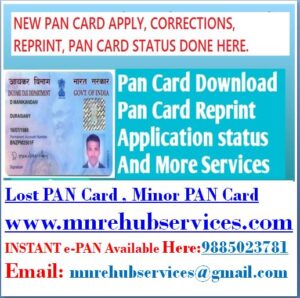 New PAN Card, PAN Card Corrections, Lost PAN Card, Instant PAN Card, Lost PAN Card, Minor PAN Card, Aadhaar-PAN Link etc.,
